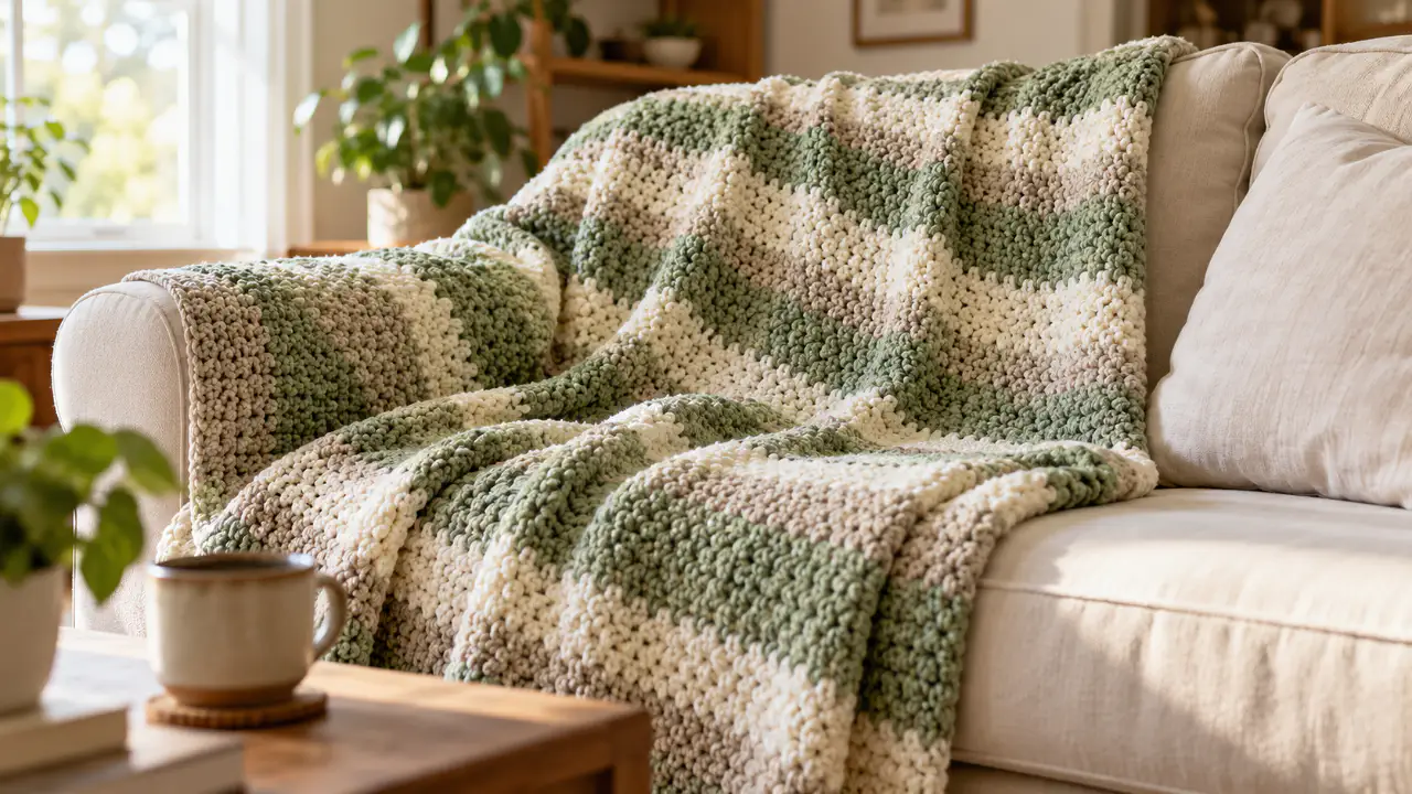 Easy Moss Stitch Crochet Blanket Pattern for Beginners