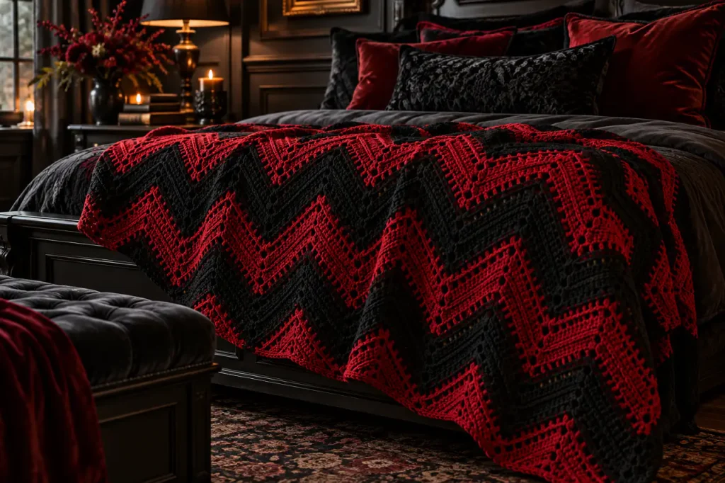 Gothic-Inspired Bedroom – black and red