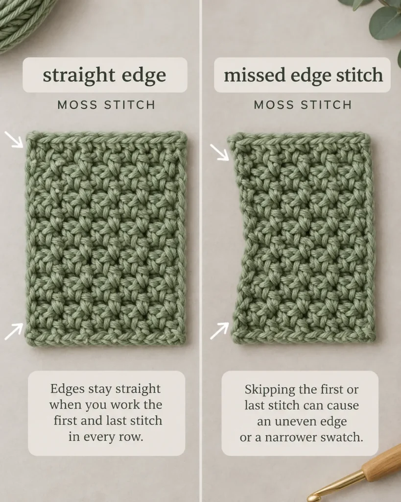 Crochet Moss Stitch Pattern and Diagram